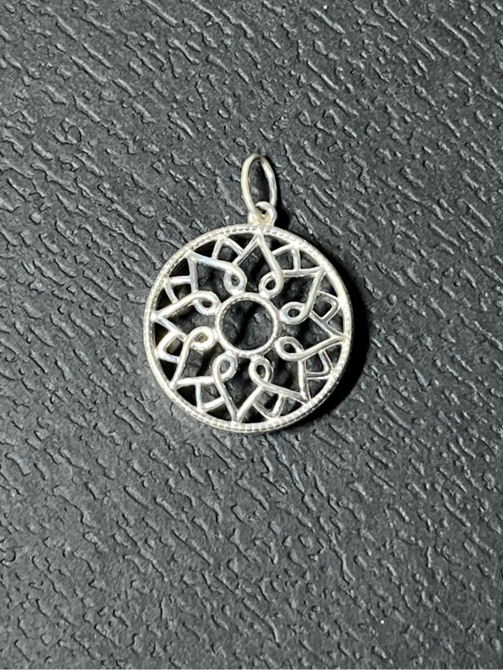 Sterling Silver Filigree Sunburst Pendant
You Are my sunshine around edge
925
